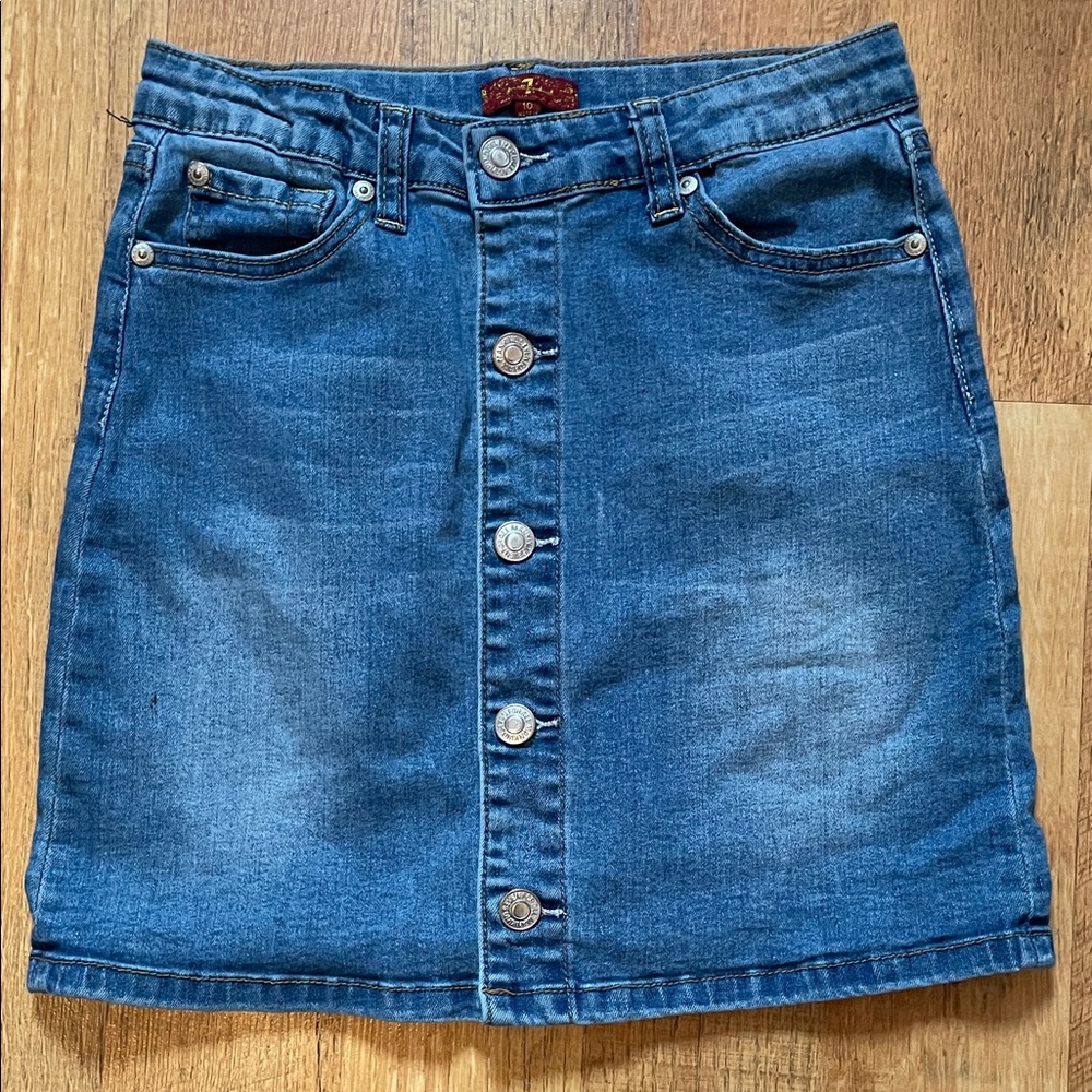 7 For All Mankind 💙 Denim Button-Front Skirt Size 10